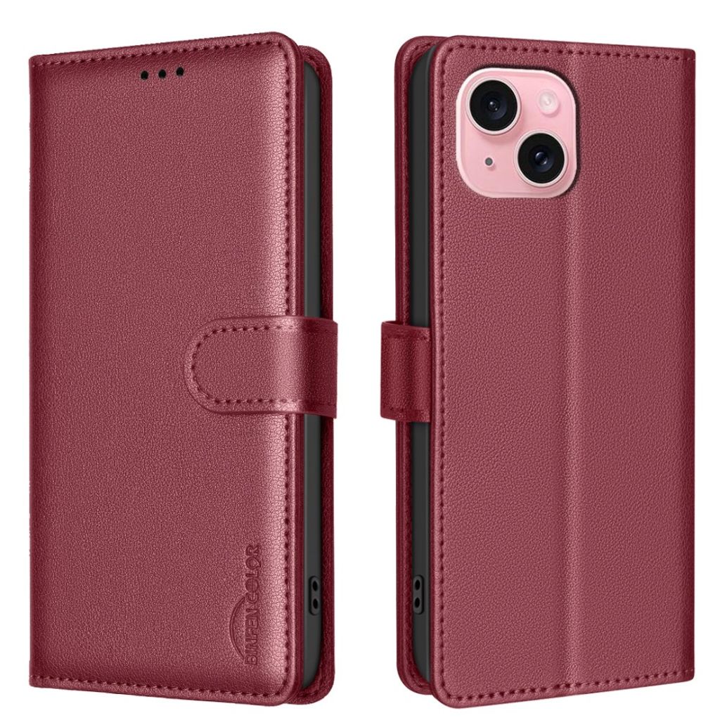 BINFEN COLOR iPhone 13/14 Wallet Cover RFID Blocking - Red — BINFEN