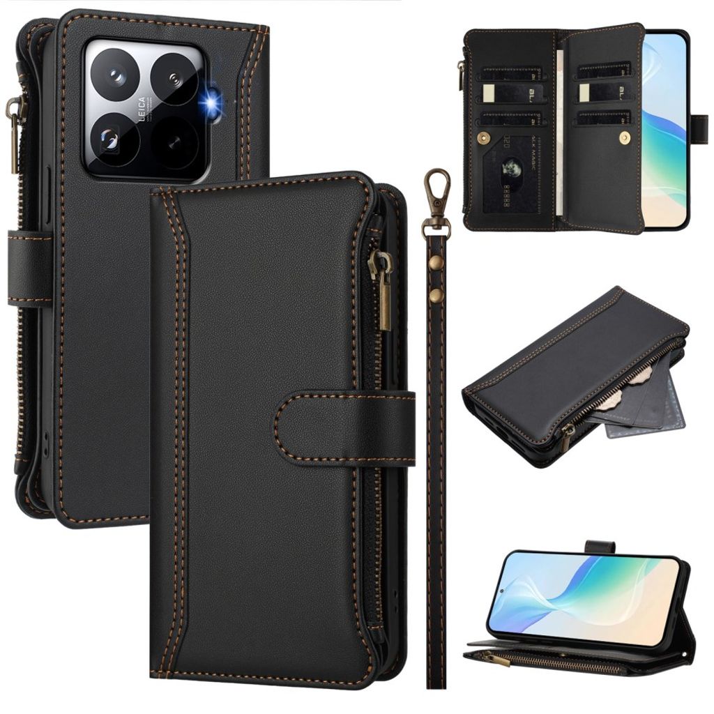 Xiaomi 15T Pro Cover with 9 Card Slots - Black