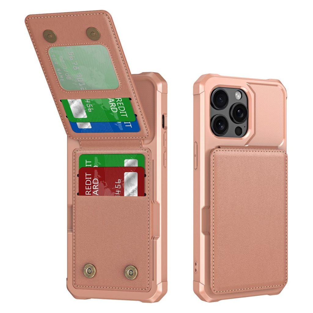 ZM11 iPhone 14 Pro Max Card Holder Case Stand - Rose Gold — ZM11
