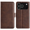 iPhone 17 Pro Max calf texture PU leather wallet cover – Brown