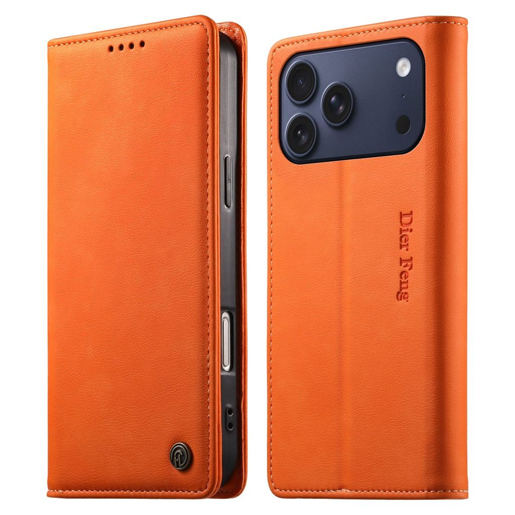 DIERFENG iPhone 18 Pro Max/17 Pro Max Wallet Cover RFID Blocking - Orange — DIERFENG