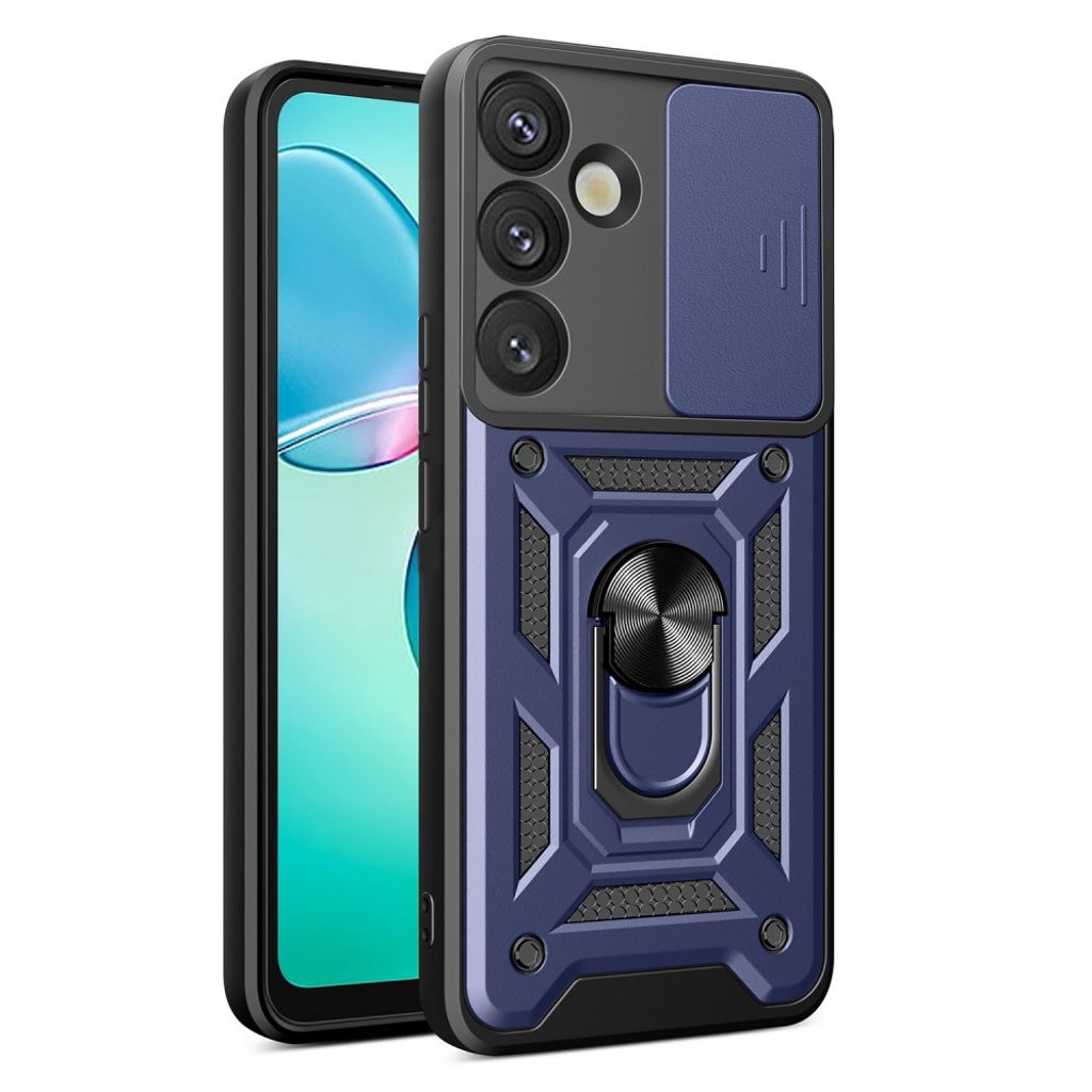 Samsung Galaxy S25 Plus Case with Camera Cover and Stand - Blue