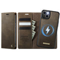 CASEME C49 iPhone 15 Wallet Cover MagSafe RFID Blocking - Brown