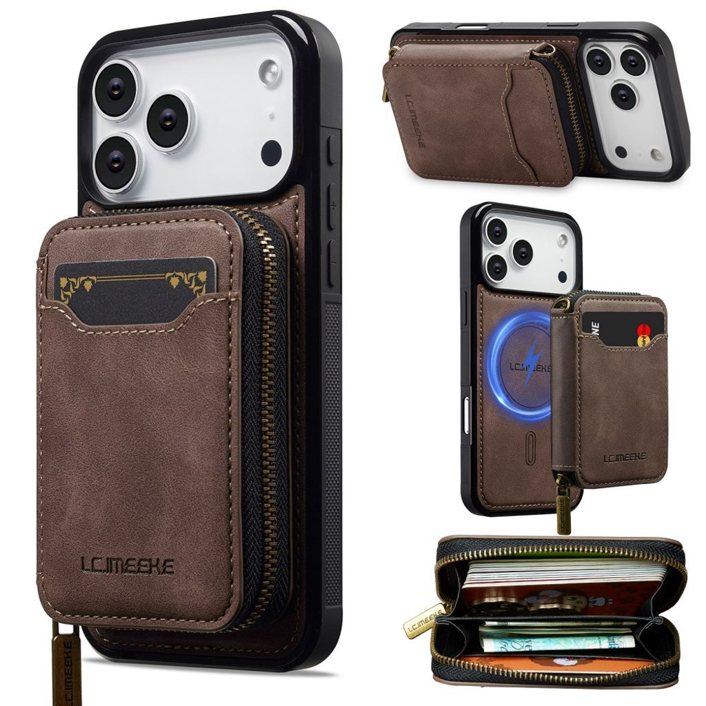 LC.IMEEKE iPhone 18 Pro Max/17 Pro Max MagSafe Case with Wallet - Brown — LC.IMEEKE