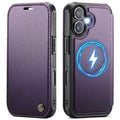 CASEME 053 iPhone 16 Wallet Cover MagSafe RFID blocking - Purple — CASEME