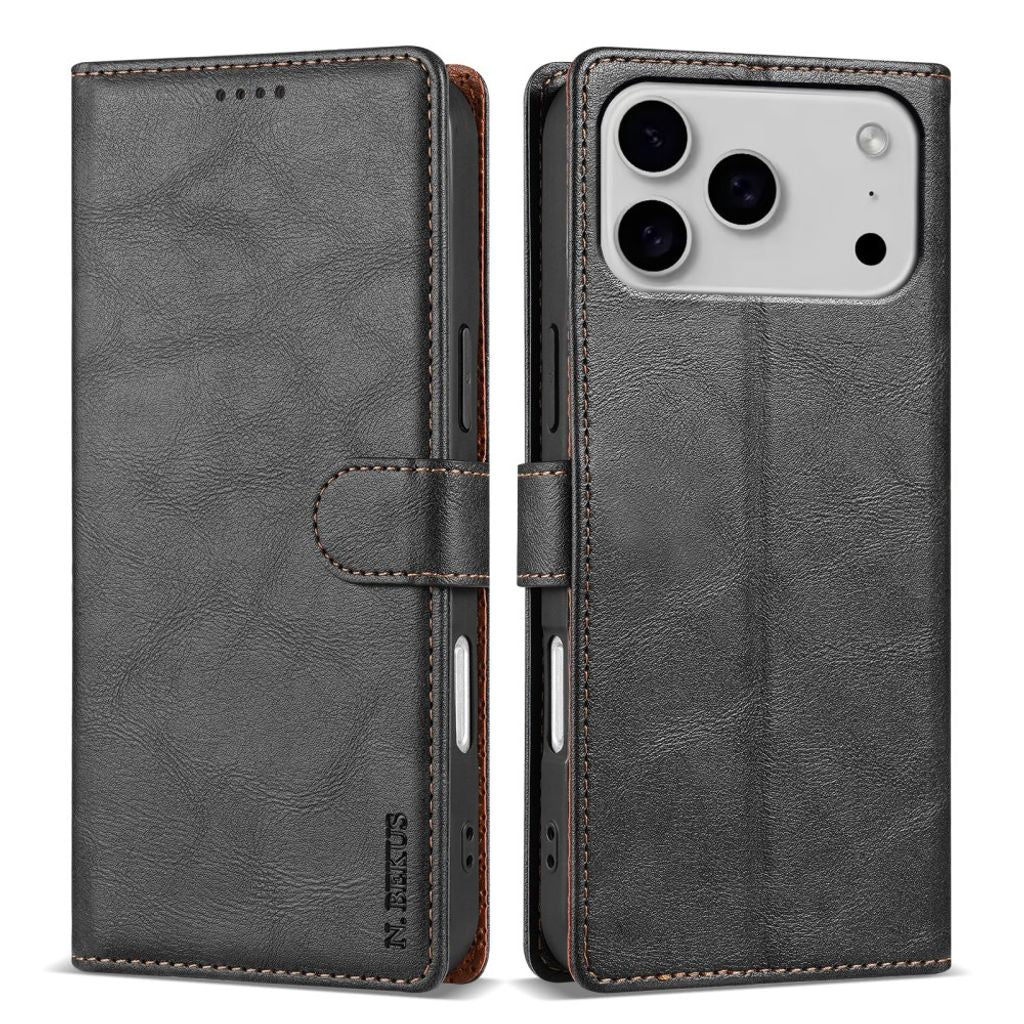 N.BEKUS iPhone 18 Pro Max/17 Pro Max Wallet Cover in PU-leather - Black — N.BEKUS