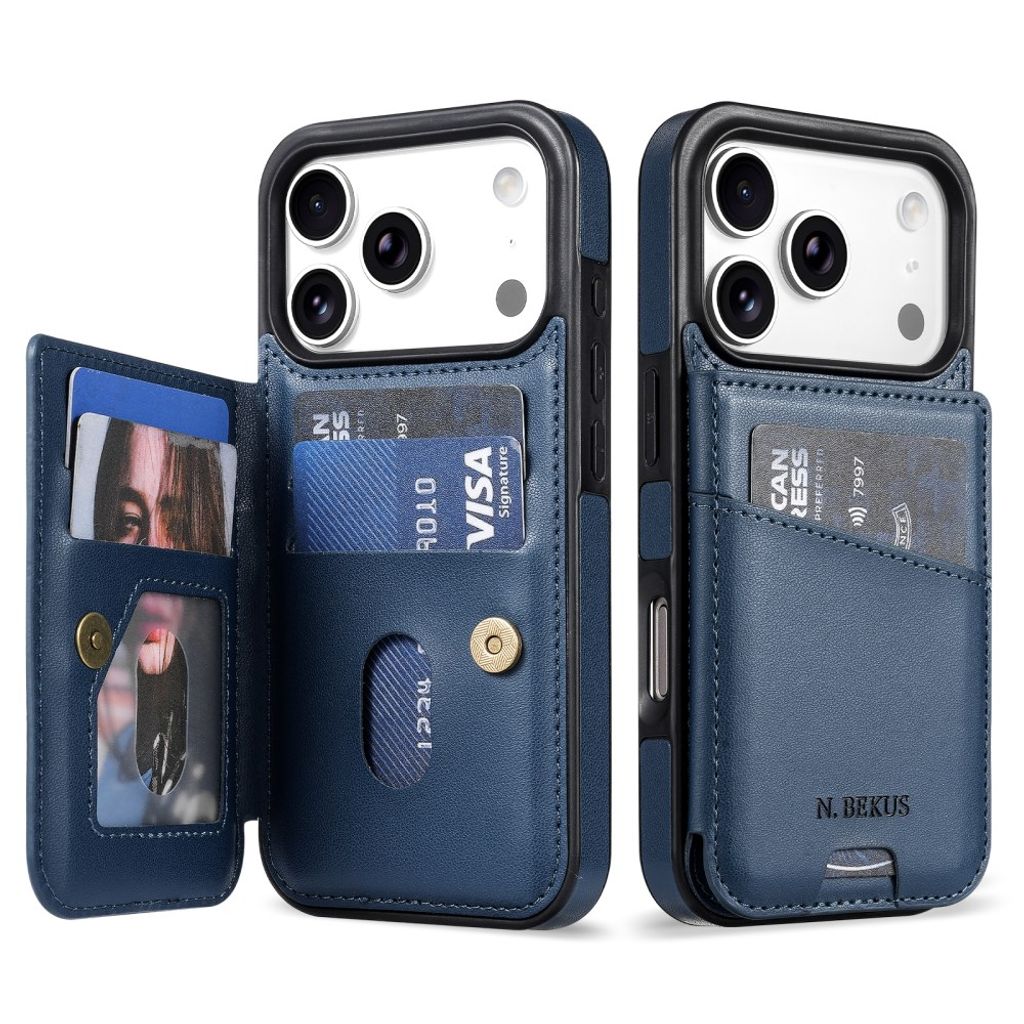 N.BEKUS iPhone 18 Pro/17 Pro Wallet Case RFID Blocking - Blue — N.BEKUS