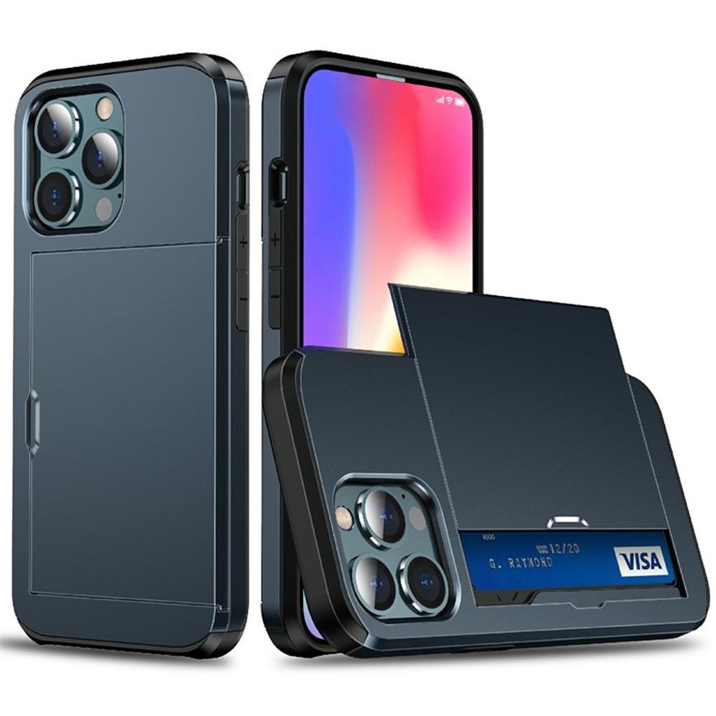 AMORUS iPhone 12 Pro Max Case with Card slots - Dark blue