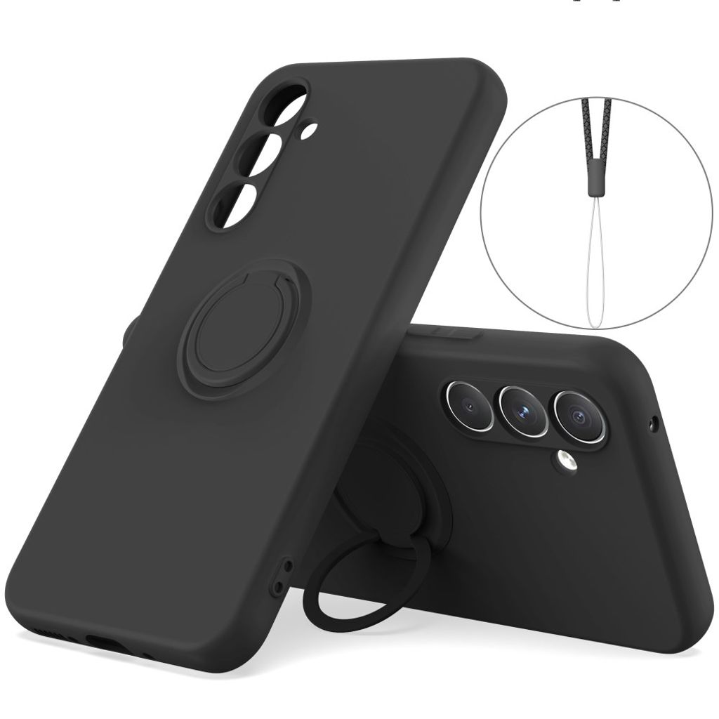 Samsung Galaxy A57 5G Silicone Case Ring Holder - Black