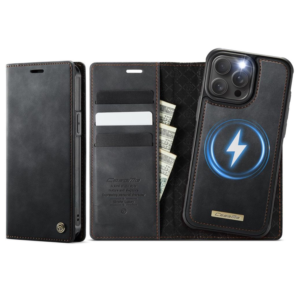 CASEME iPhone 13 Pro MagSafe RFID Blocking Detachable Wallet Cover - Black