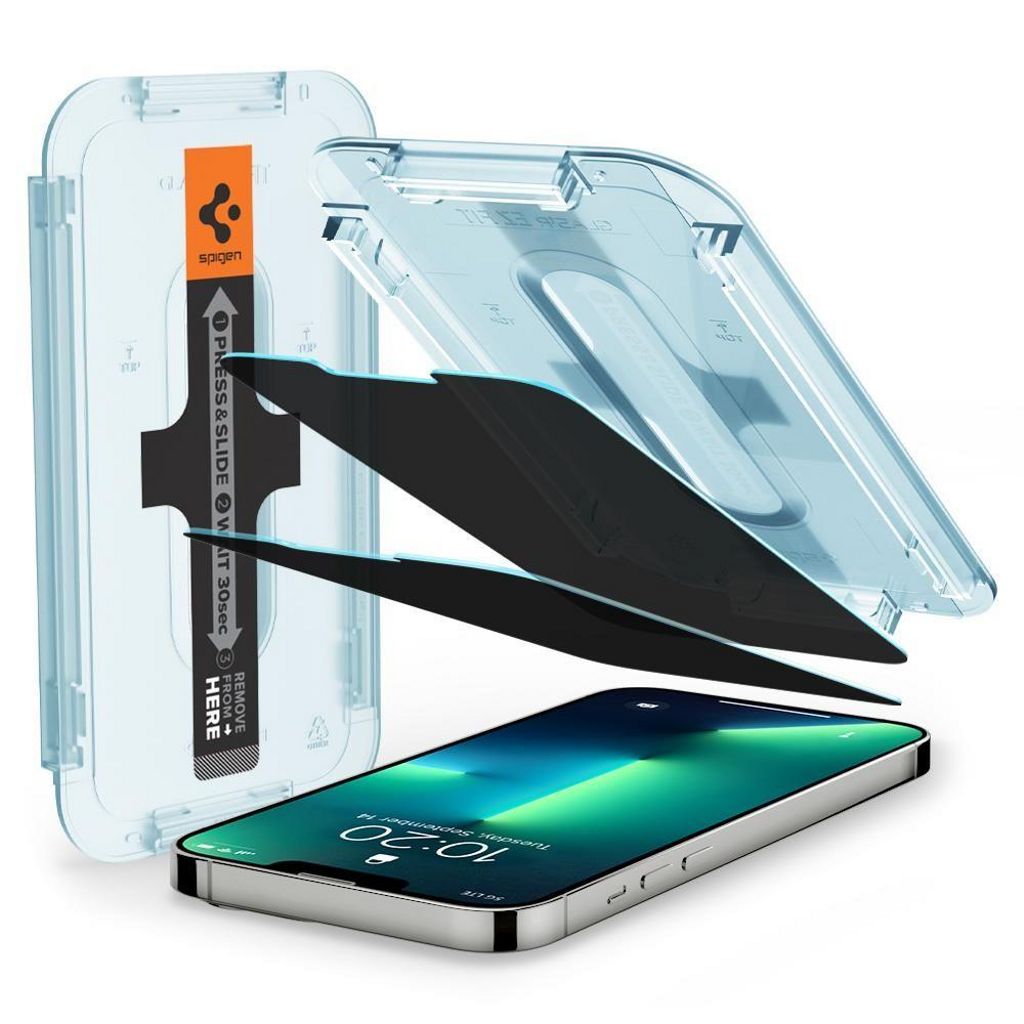 Spigen iPhone 13/ 13 Pro Tempered Glass Privacy Screen Protector Glas.Tr "Ez Fit", 2-Pack — Spigen