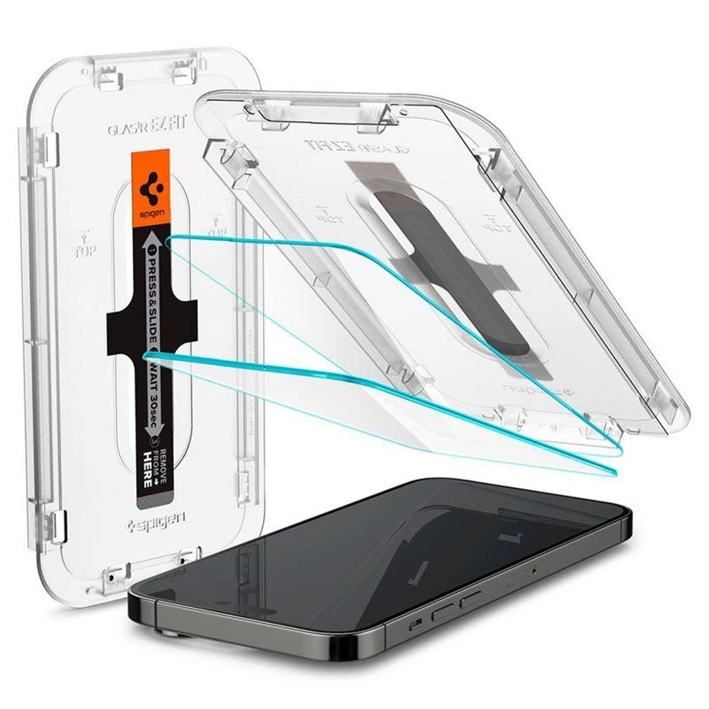 Spigen iPhone 14 Pro Max Glas.Tr Ez Fit screen protector tempered glass with applicator, 2-pack