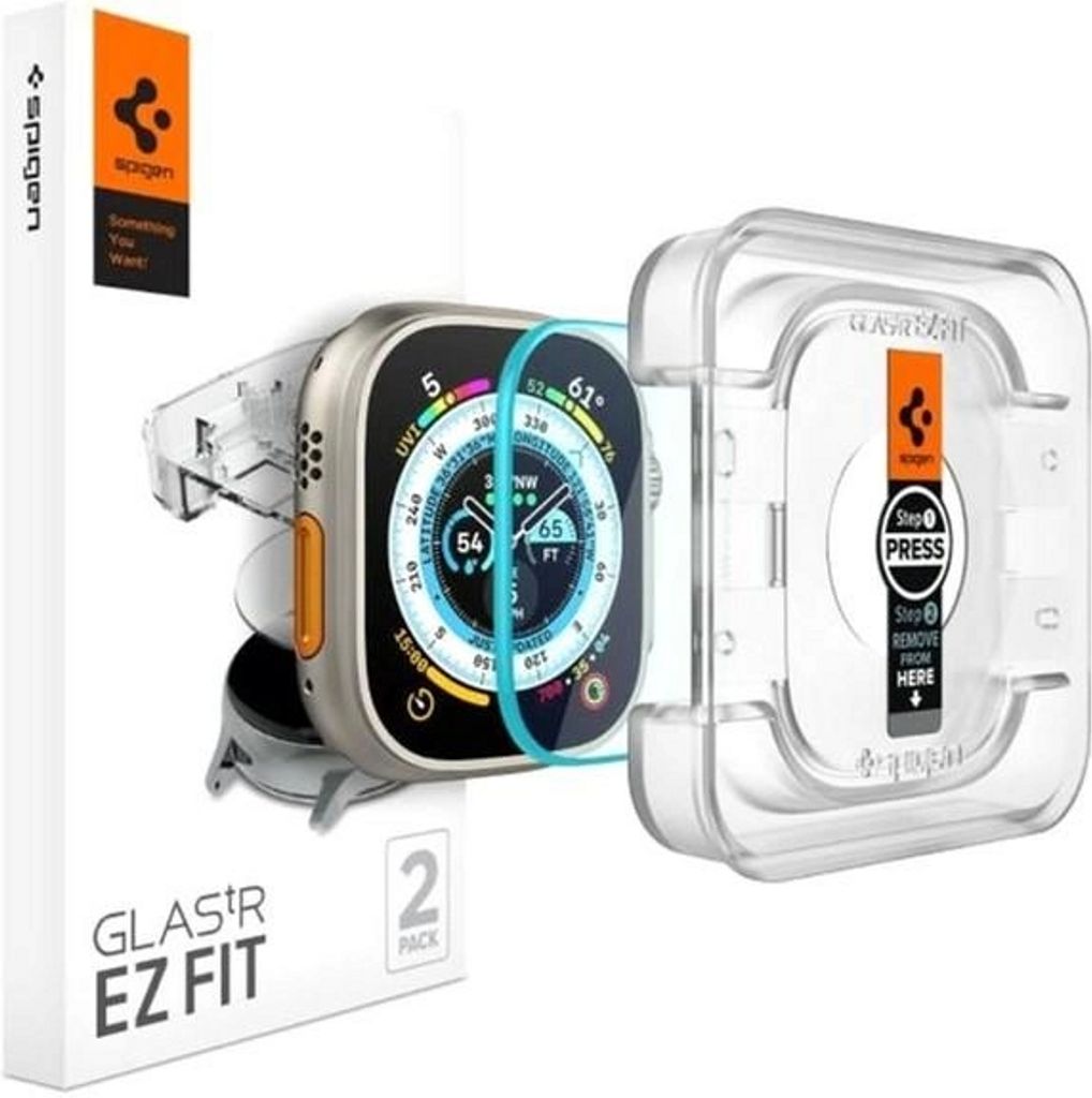 Spigen Glas.Tr "Ez Fit" Tempered Glass Screen Protector Apple Watch Ultra 49mm - Transparent — Spigen