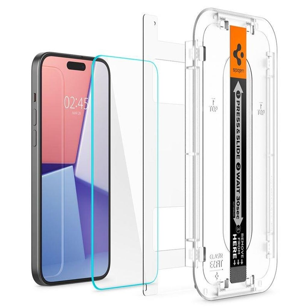 Spigen iPhone 15 Pro Max Screen Protector Tempered Glass Glas.Tr "Ez Fit" — Spigen