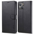 LC.IMEEKE iPhone 14 Wallet Cover Stand PU Leather - Black