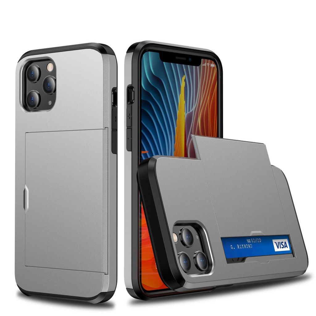 iPhone 12 mini case with slide card holder - Grey
