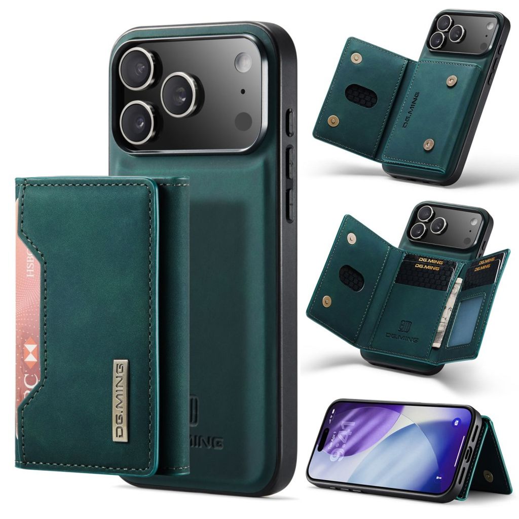 DG.MING iPhone 18 Pro Max/17 Pro Max Case with Detachable Wallet - Green