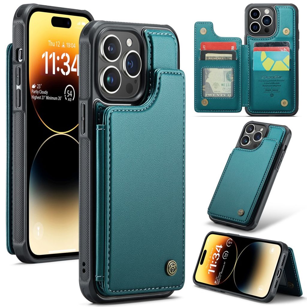 CASEME C22 iPhone 14 Pro Max Wallet Case RFID Blocking - Green