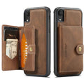 JEEHOOD iPhone XR Wallet Case with Detachable Magnetic Kickstand – Brown