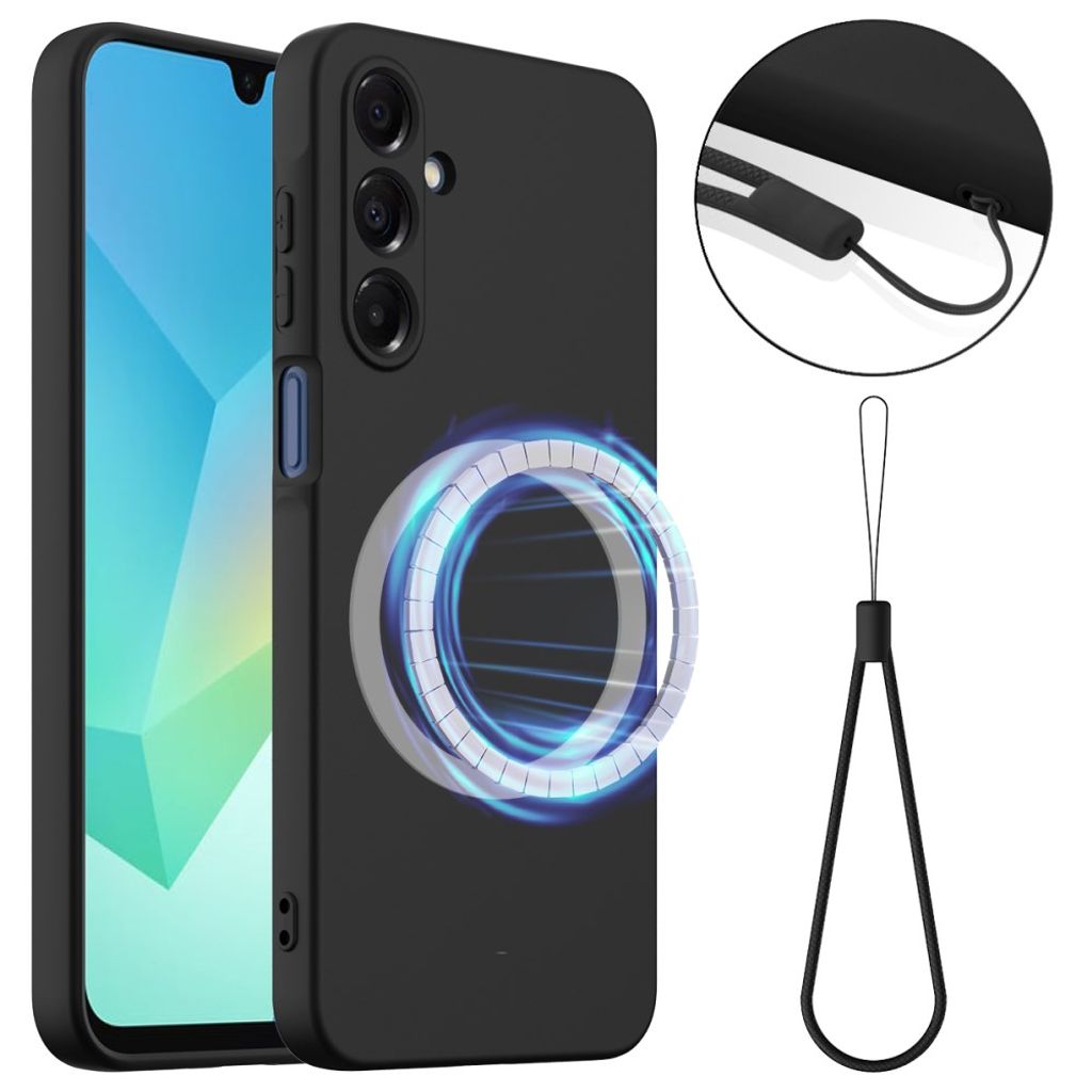 Samsung Galaxy A27 5G MagSafe Compatible Silicone Case with Lanyard - Black