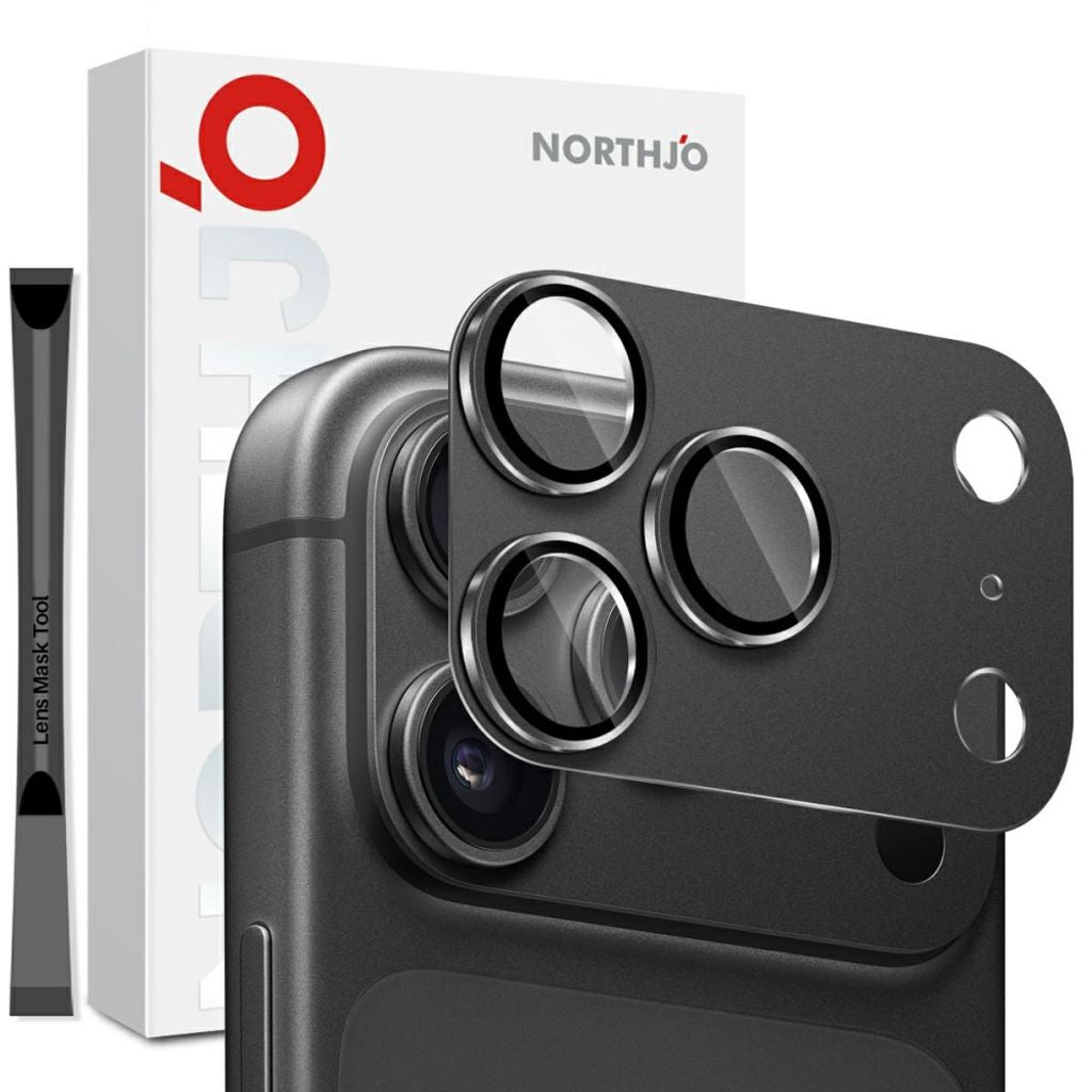 NORTHJO iPhone 18 Pro Lens Protector Metal Tempered Glass - Black — NORTHJO