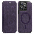 iPhone 14 Pro Wallet Cover MagSafe Compatible RFID Blocking - Dark Purple