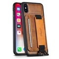 SUTENI iPhone XS Max Wallet Case with Hand Strap – Brown