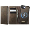 CASEME C49 iPhone 17e/16e Cover MagSafe RFID Blocking Detachable Wallet - Brown
