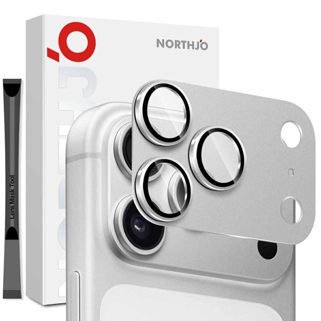 NORTHJO iPhone 18 Pro Lens Protector Metal/Tempered Glass - Silver — NORTHJO