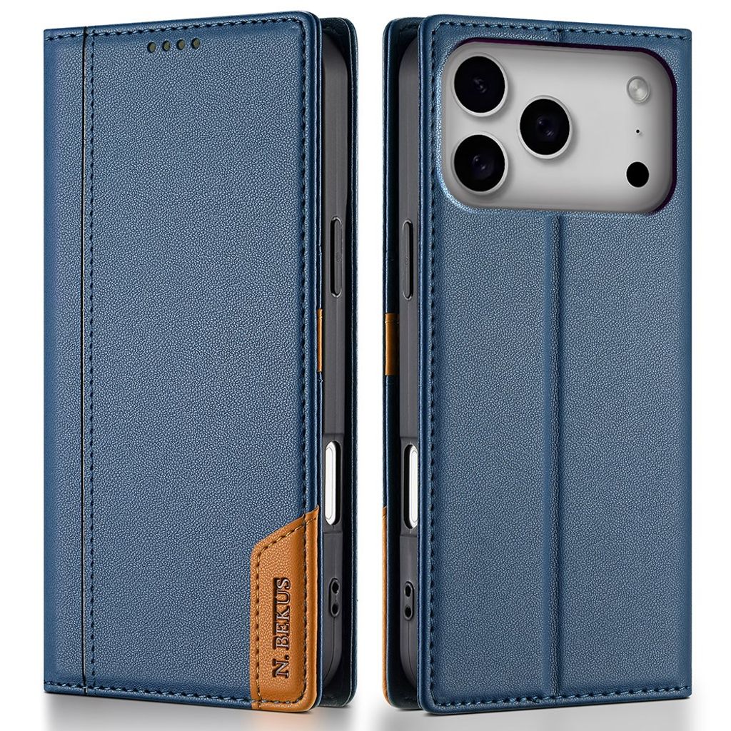N.BEKUS iPhone 18 Pro Max/17 Pro Max Wallet Cover RFID Blocking - Blue — N.BEKUS