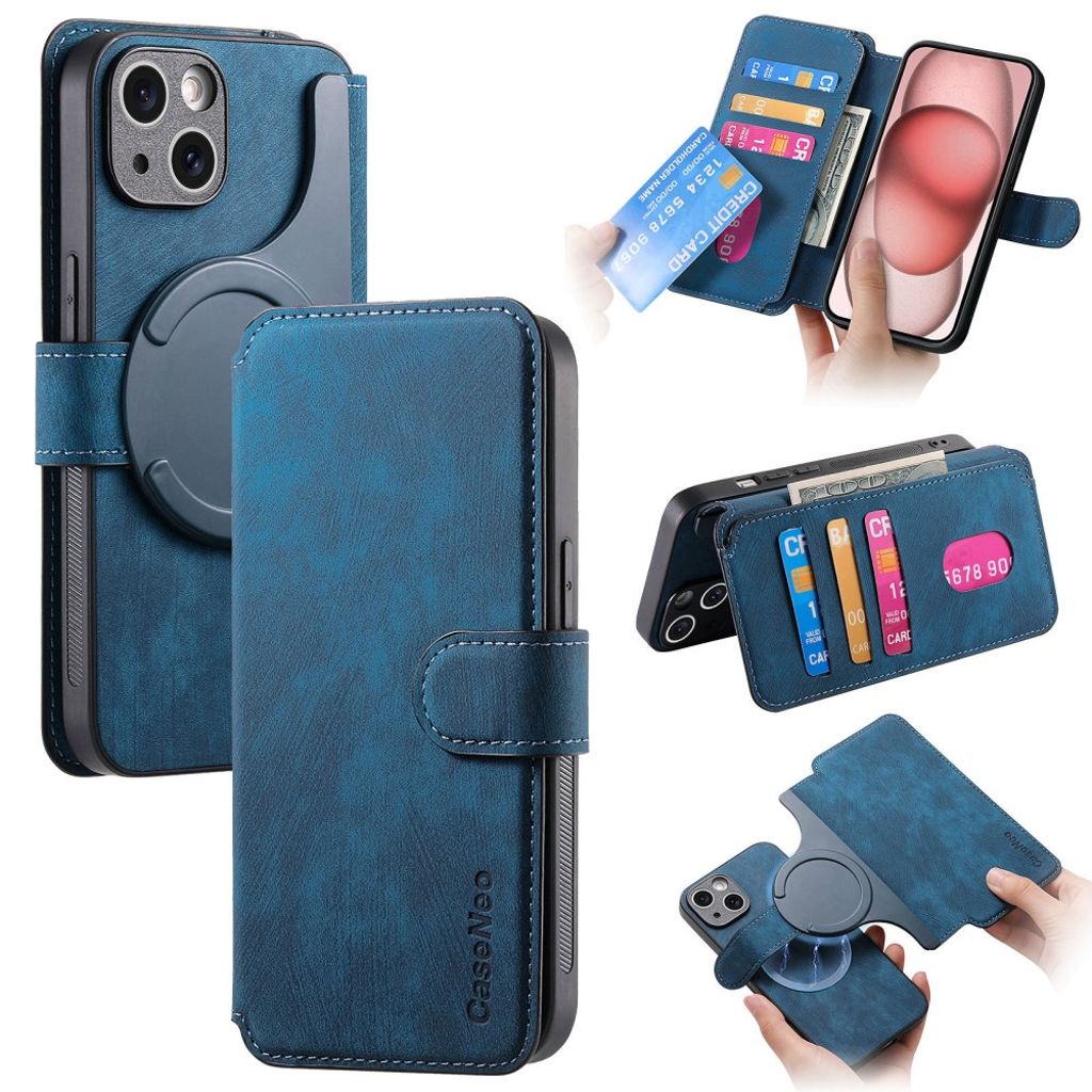 Caseneo MW-03 iPhone 13 Wallet Cover - Dark Blue — Caseneo