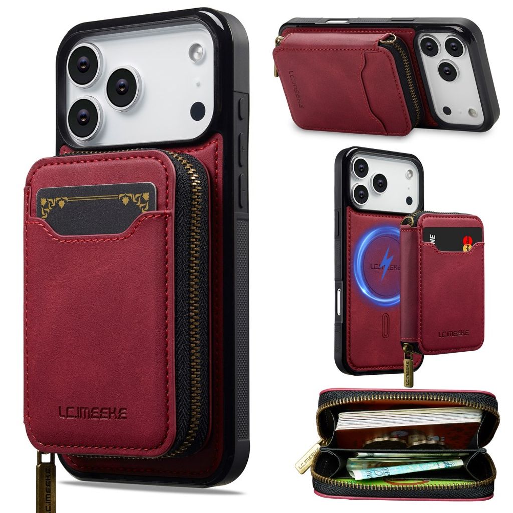 LC.IMEEKE iPhone 18 Pro Max/17 Pro Max MagSafe Case with Wallet - Red — LC.IMEEKE