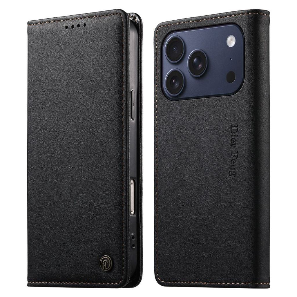 DIERFENG iPhone 18 Pro/17 Pro Wallet Cover RFID Blocking - Black — DIERFENG