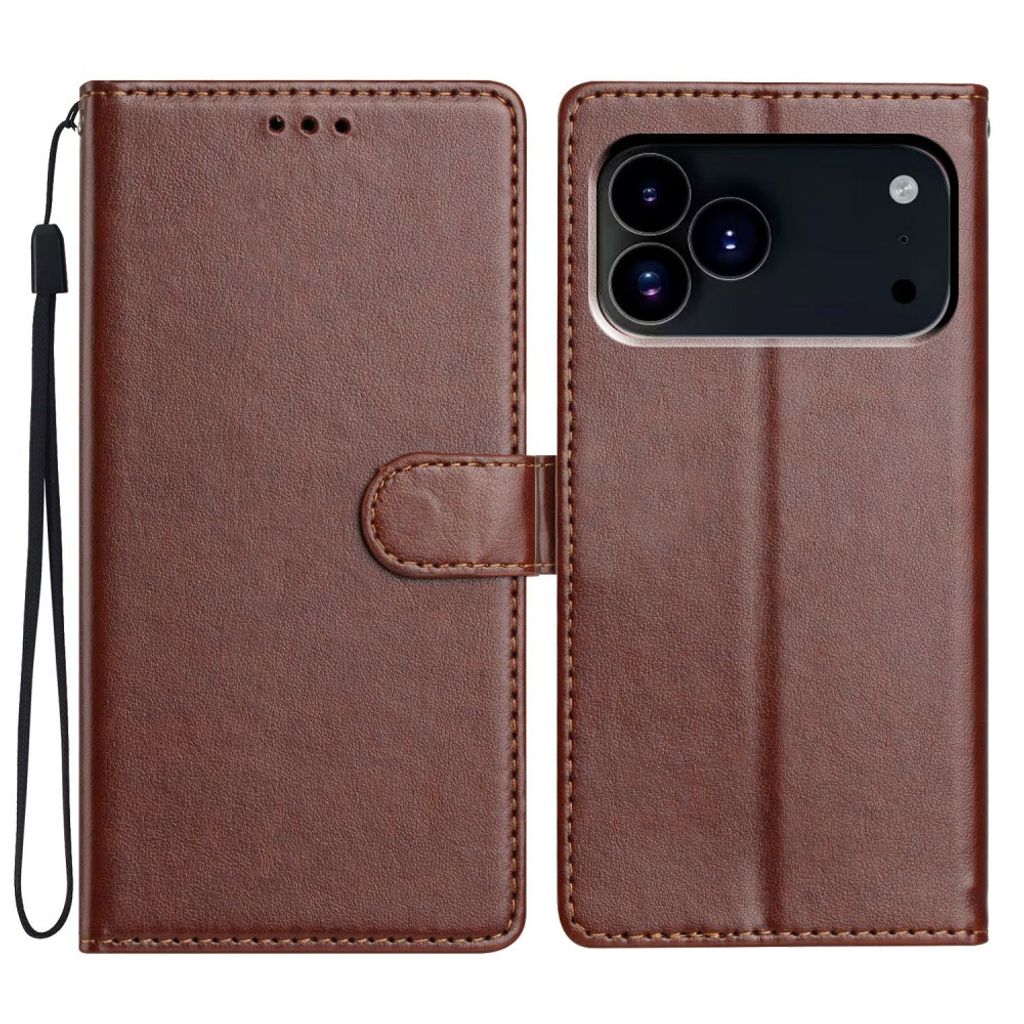 Wallet Cover with Stand PU-leather iPhone 18 Pro, iPhone 17 Pro - Brown — Wallet