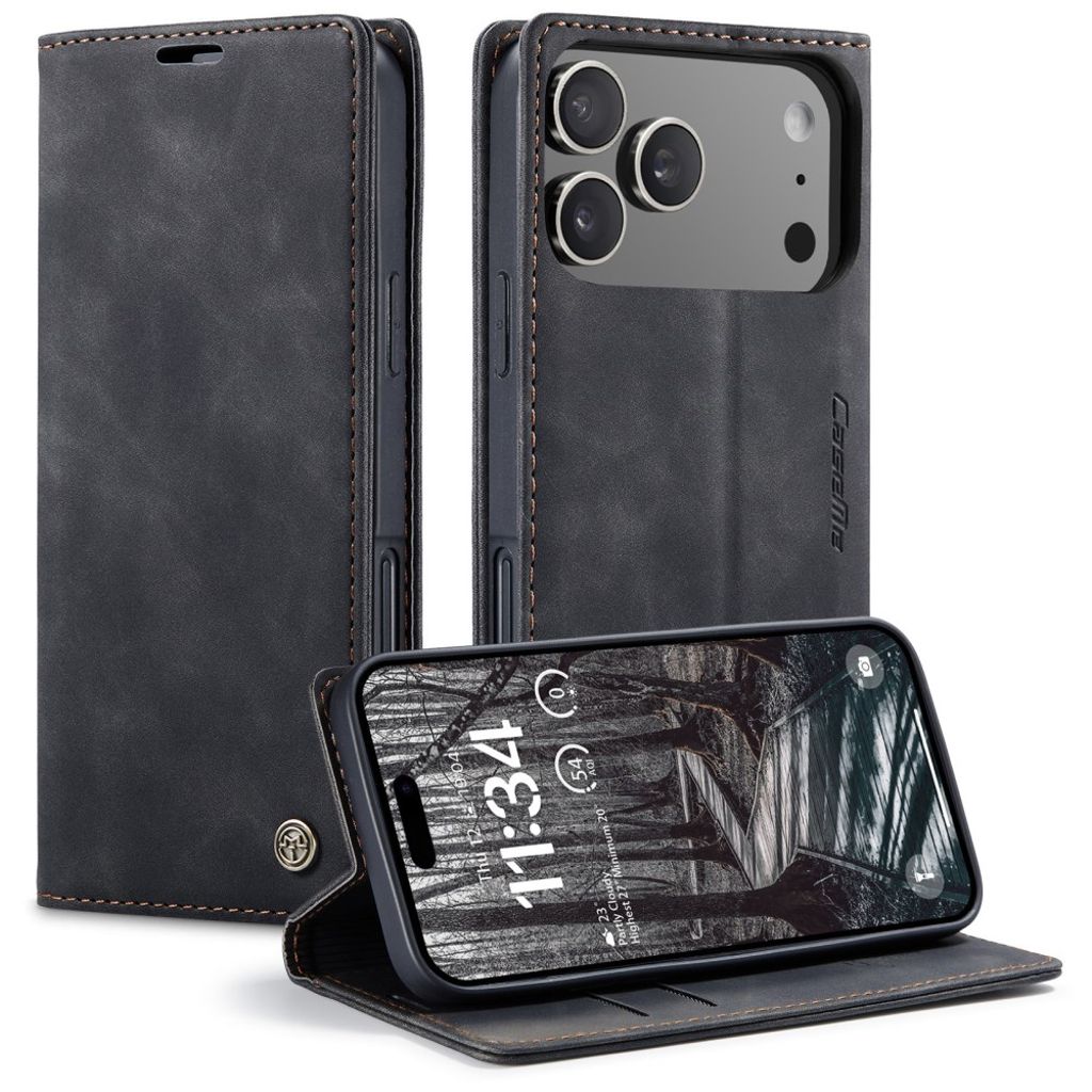 CASEME iPhone 17 Pro Wallet Cover with Card Slots - Black