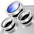 iPhone 18 Pro Lens Protector Metal Ring Tempered Glass Glitter - Silver — Övrigt
