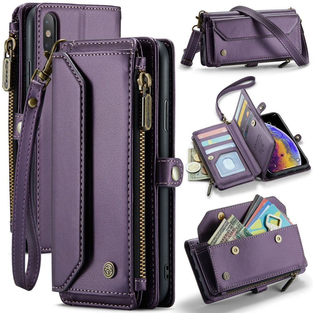 iPhone XS Max CASEME C36 Wallet Cover Multiple Card Slots - Purple — Övrigt