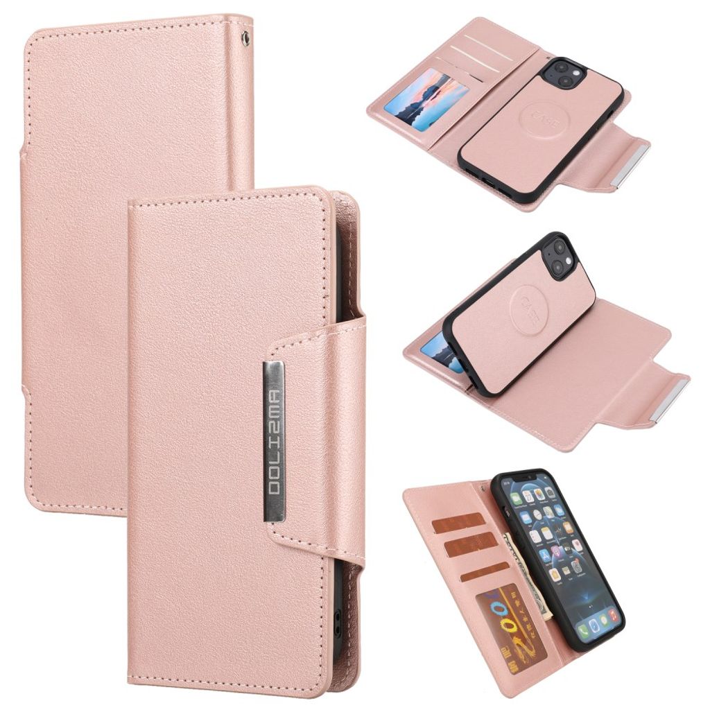 iPhone 13 Mini cover with stand and card holder - Rose gold — Övrigt