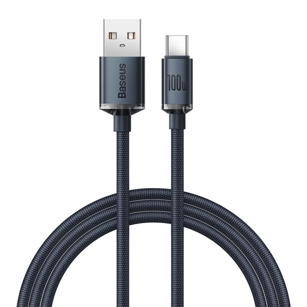Baseus Crystal Shine USB-A to USB-C Charging cable 100W, 2m - Black — Baseus