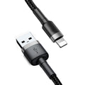 Baseus Kevlar USB cable with Lightning 2A, 1 m - Grey/Black