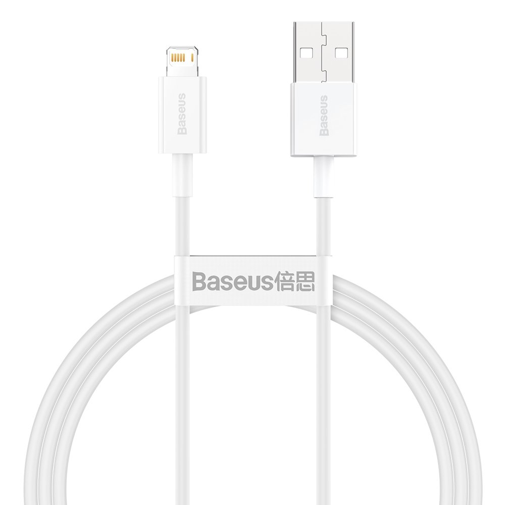 Baseus Superior Fast Charge USB-A to Lightning Cable, 2.4A, 1m - White — Baseus