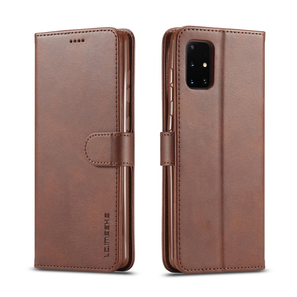 LC.IMEEKE Wallet Cover for Samsung Galaxy A41 - Brown