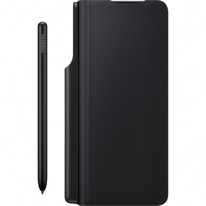 Bargain corner Samsung Leather Flip Cover for Samsung Galaxy Z Fold3 + S Pen - Black