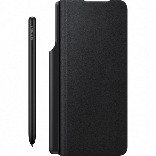 Bargain corner Samsung Leather Flip Cover for Samsung Galaxy Z Fold3 + S Pen - Black — Samsung