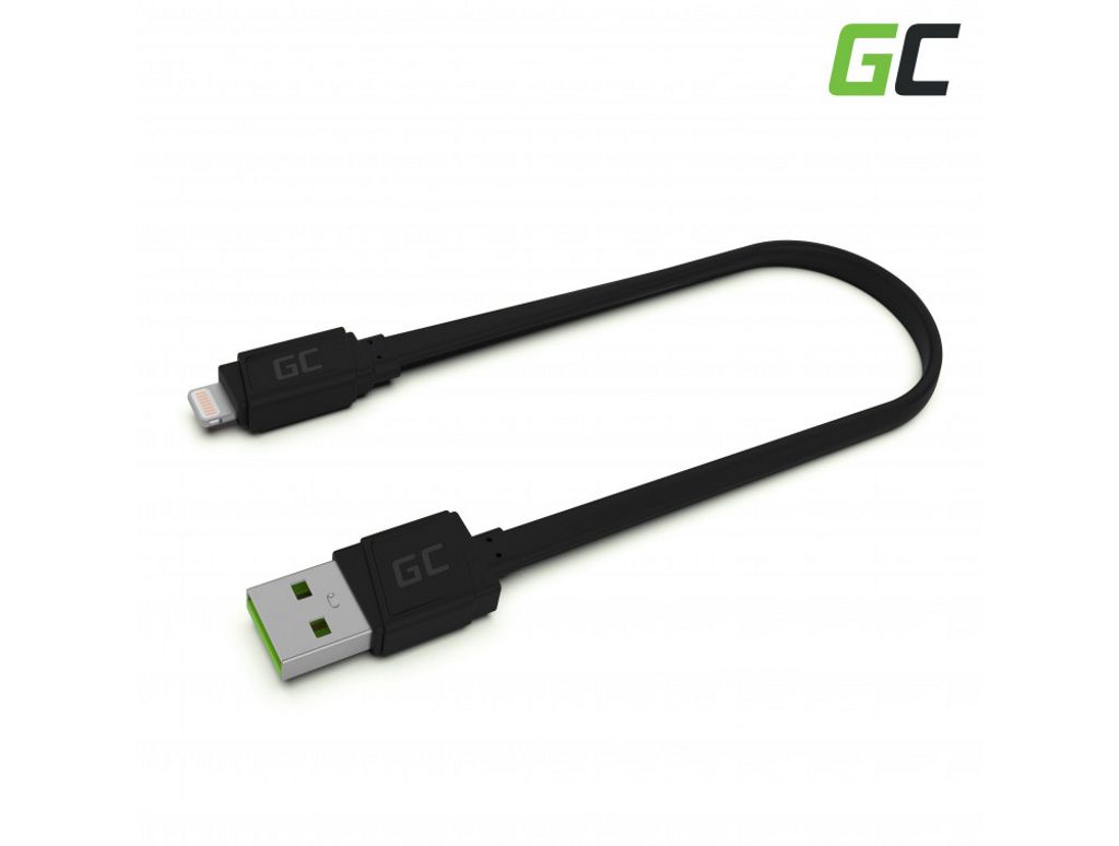 Green Cell Flat Cable USB-A - Lightning, 25 cm, fast charging Apple 2.4A