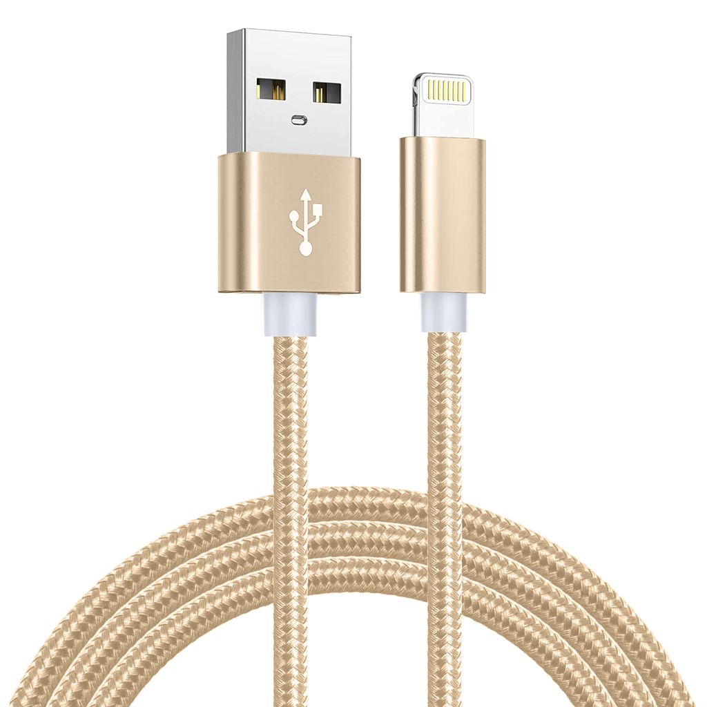 SiGN USB cable with Lightning 2.4A, for iPhone & iPad, 1m - Gold/Nylon