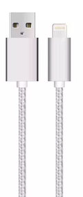 SiGN USB cable with Lightning for iPhone & iPad Silver/nylon, 2.4A, 1m — SiGN
