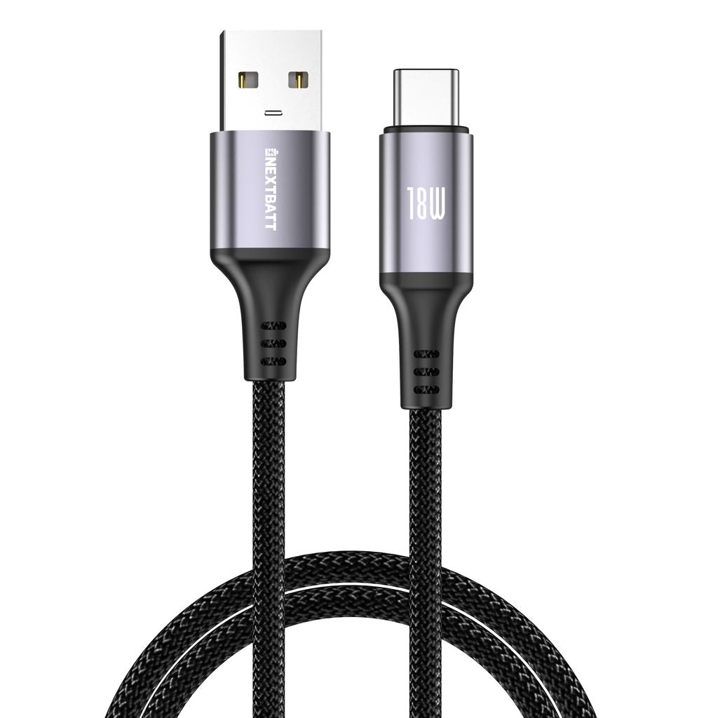 NEXTBATT USB-A to USB-C Cable 18W, 2m - Black — NEXTBATT