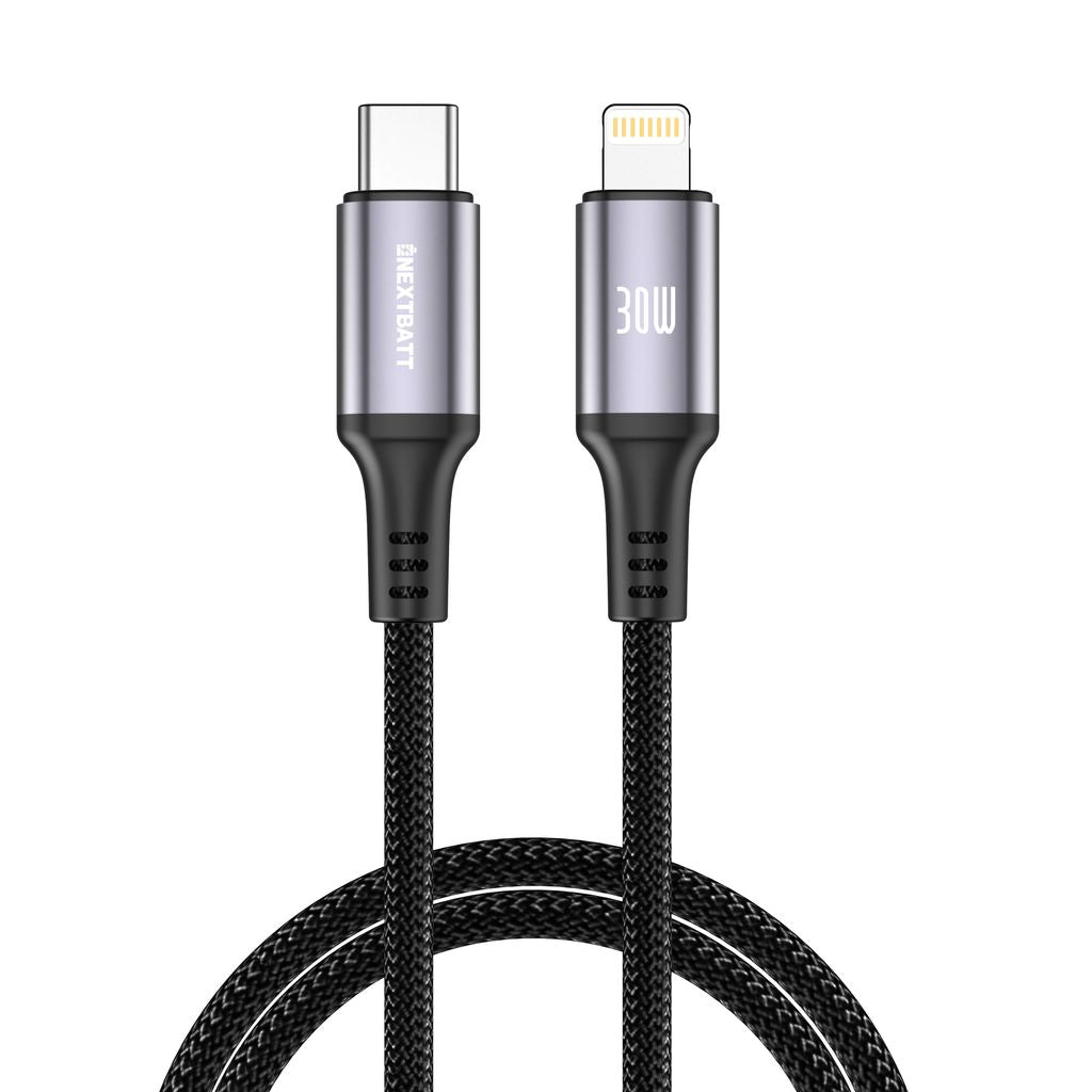 NEXTBATT USB-C to Lightning Cable 30W, 2A, 2m - Black