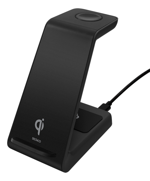 Deltaco 3-in-1 Wireless Charging Stand 15W - Black — DELTACO